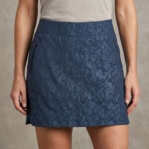 Orvis Women’s Active Skort Navy Blue Patterned Golf Tennis Hiking Pockets Large